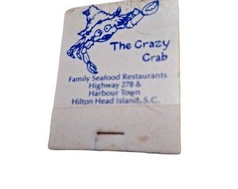 Pochette d'allumettes The Crazy Crab Restaurant - Île de Hilton Head, SC 20 Strike Unstruck