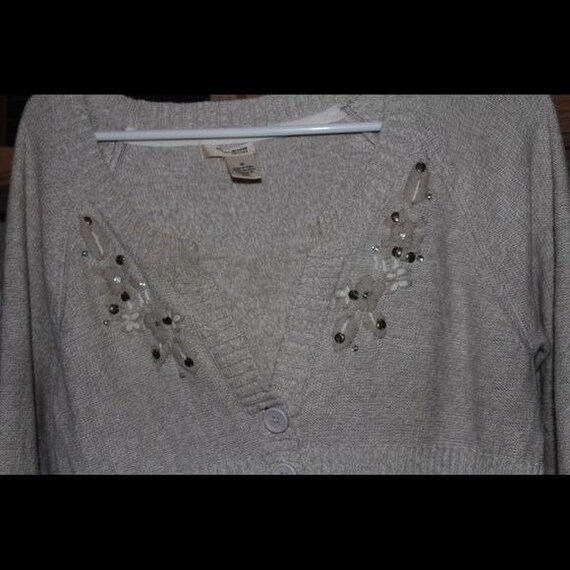 Vintage DKNY Cardigan Long Sweater Rhinestones Me… - image 2
