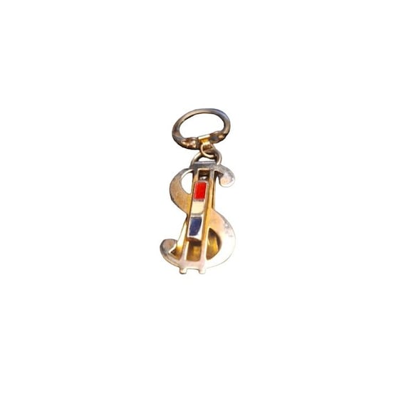 Key Chain Money Clip Gold Tone Red White and Blue… - image 1