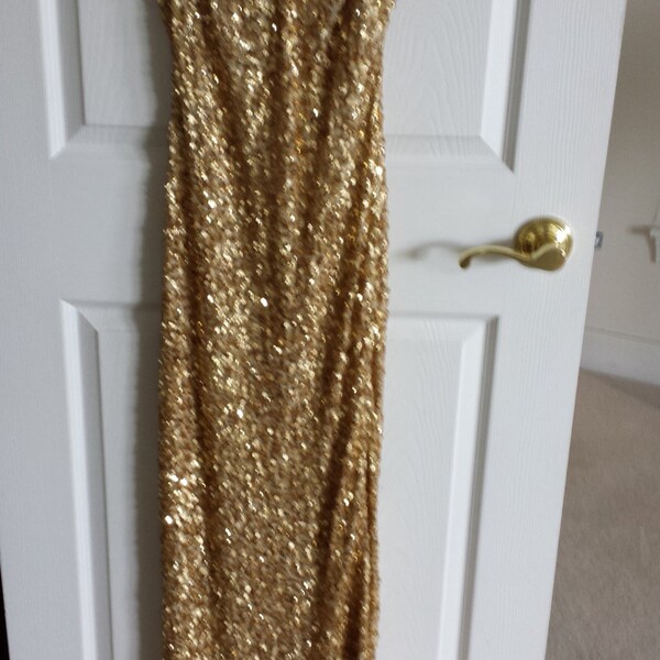 Women Gold Maxi Evening Dress