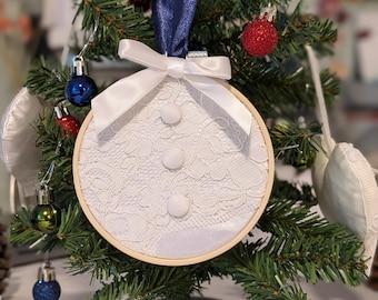 Handmade Christmas Ornament Customized From Wedding Dress Fabric With  Personalized Embellishments - Etsy