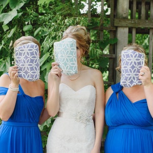 Colorful Bridesmaid Clutch Set of 3, Personalized Lace Wedding Clutch Purse with Vintage Style Lace, Eight inch Frame