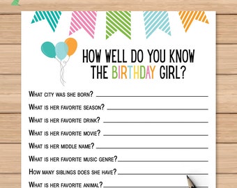 How Well Do You Know The Birthday Girl Etsy How Well Do You Know The Birthday Girl Etsy