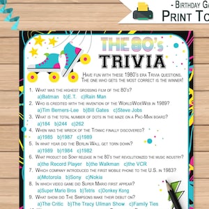 80 S Trivia Quiz 80 S Music Trivia Etsy Canada