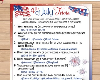 July 4th Trivia Etsy