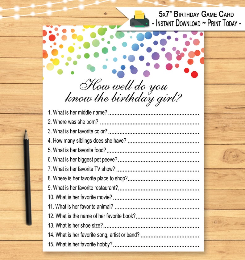 How Well Do You Know The Birthday Girl Quiz Kid Who Knows Etsy How Well Do You Know The Birthday Girl Quiz Kid Who Knows Etsy