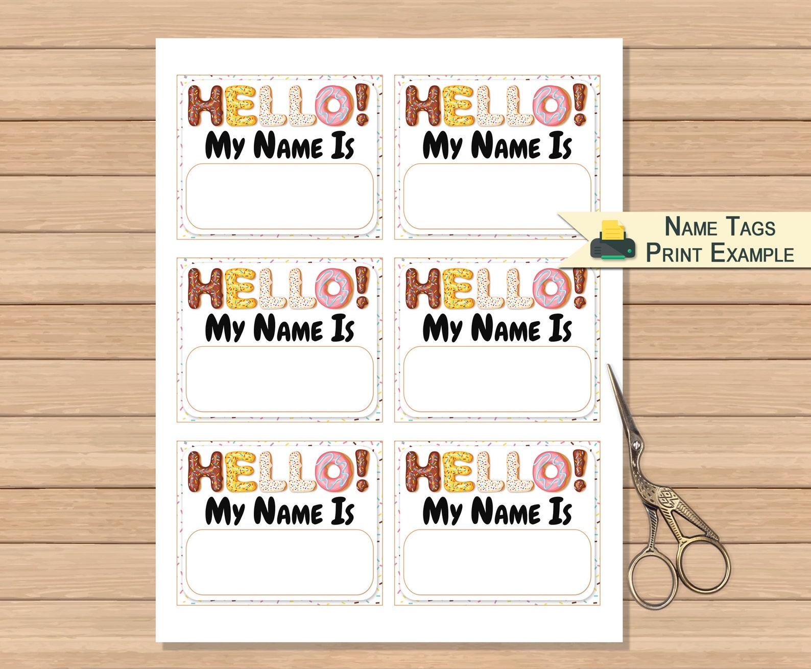 whats your donut name sign printable 8x10 name tags etsy