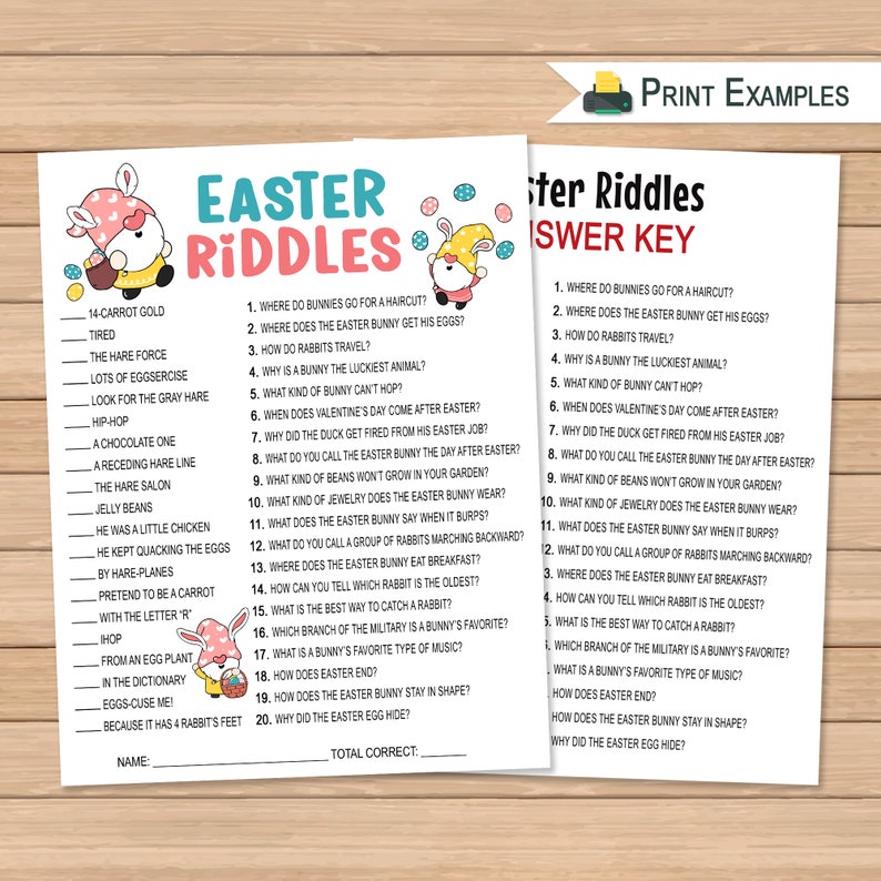 Easter Riddles Game for Kids Printable Easter Party Game Etsy
