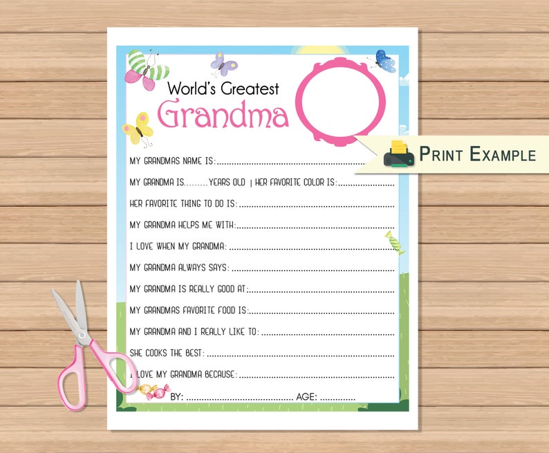 All About Grandma Questionnaire Birthday Grandma Questions - Etsy