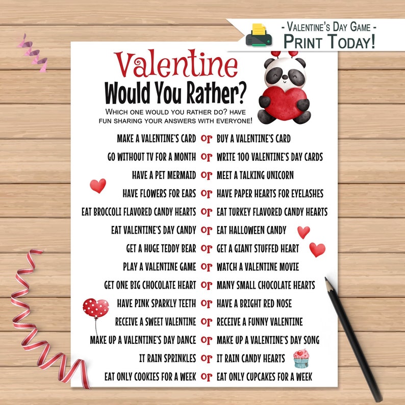 Valentine's Would You Rather Game for Kids Printable Etsy Hong Kong