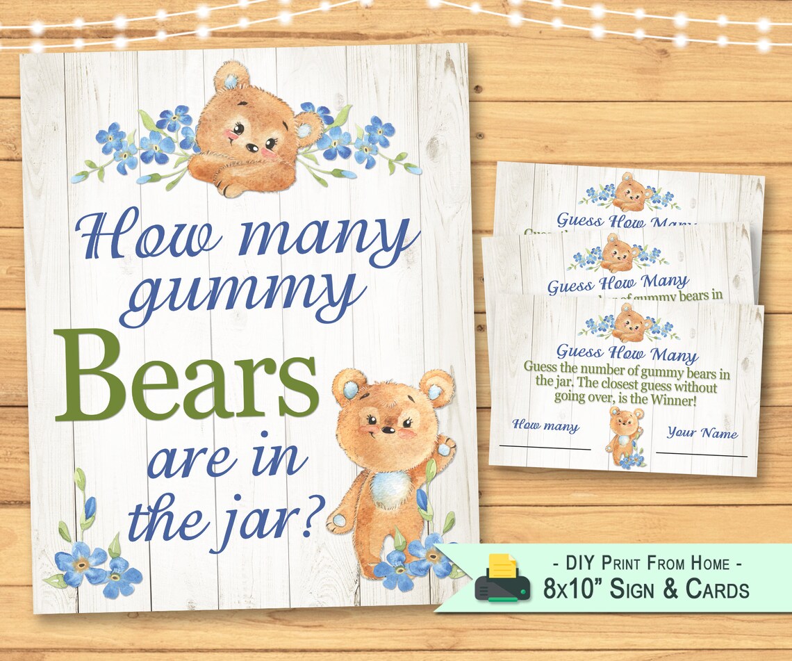 Teddy Bear Guess How Many Gummy Bears Party Game Baby Shower | Etsy