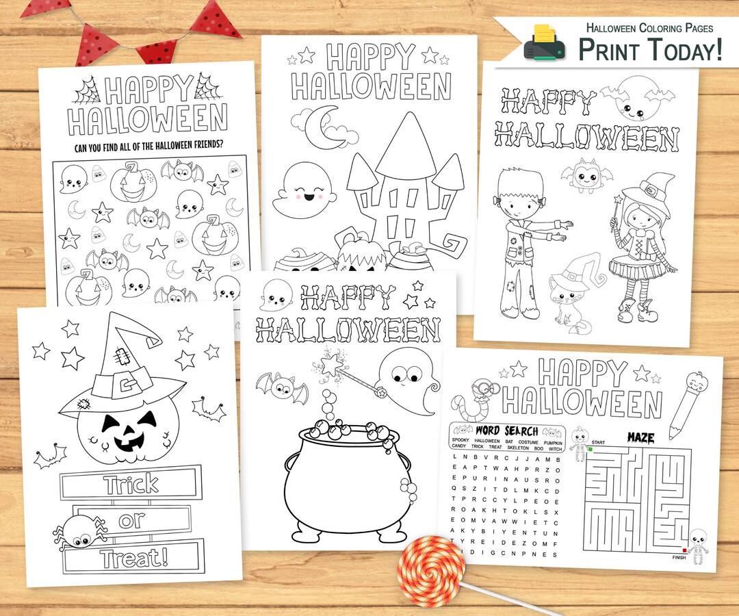 Halloween Coloring Pages Word Search Maze Activity for Kids - Etsy