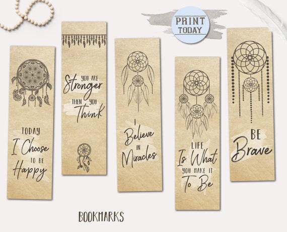 printable bookmarks dreamy vintage positive sayings set of 5 etsy