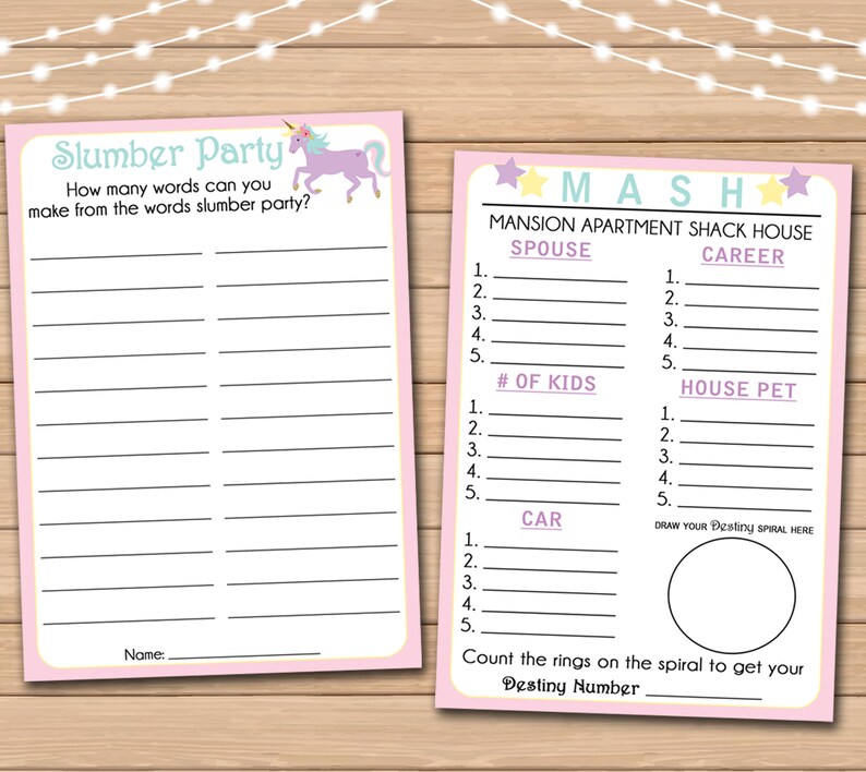 kids sleepover games printable bundle set 6 games bonus etsy