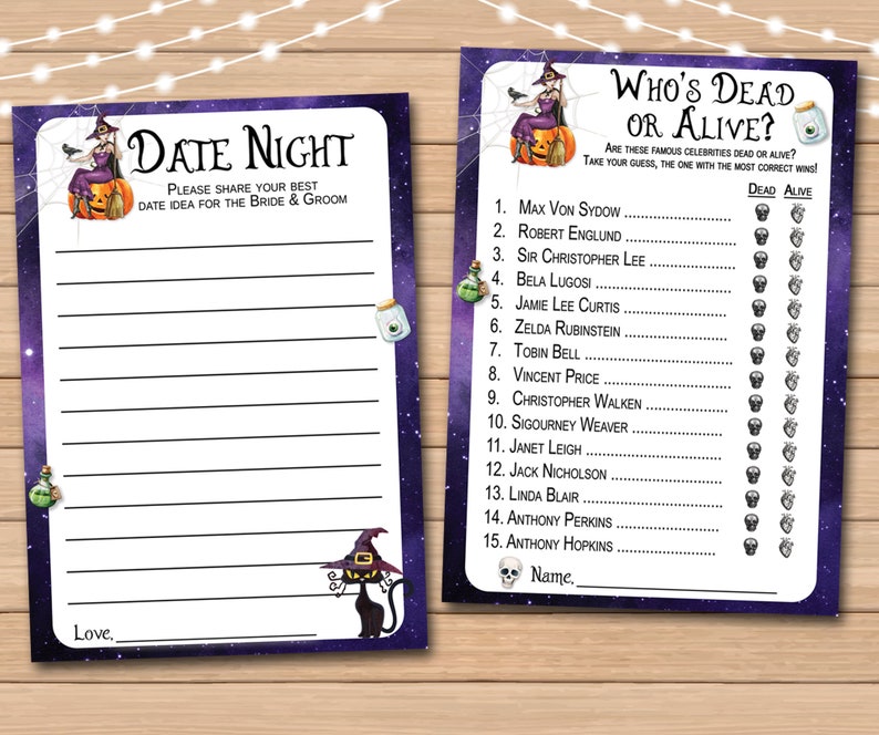 Witchy Halloween Bridal Shower Party Games 6 Bridal Party Etsy