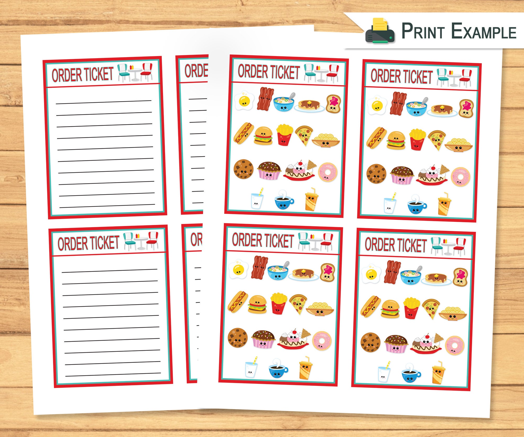 Pretend Play Restaurant Printable Diner Food Pretend | Etsy