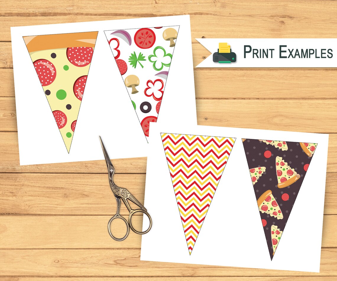 Pizza Party Banner Pizza Pennant Pizza Decorations Pizza | Etsy