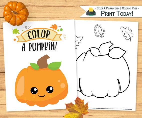 Color A Pumpkin Display Sign & Coloring Page Halloween