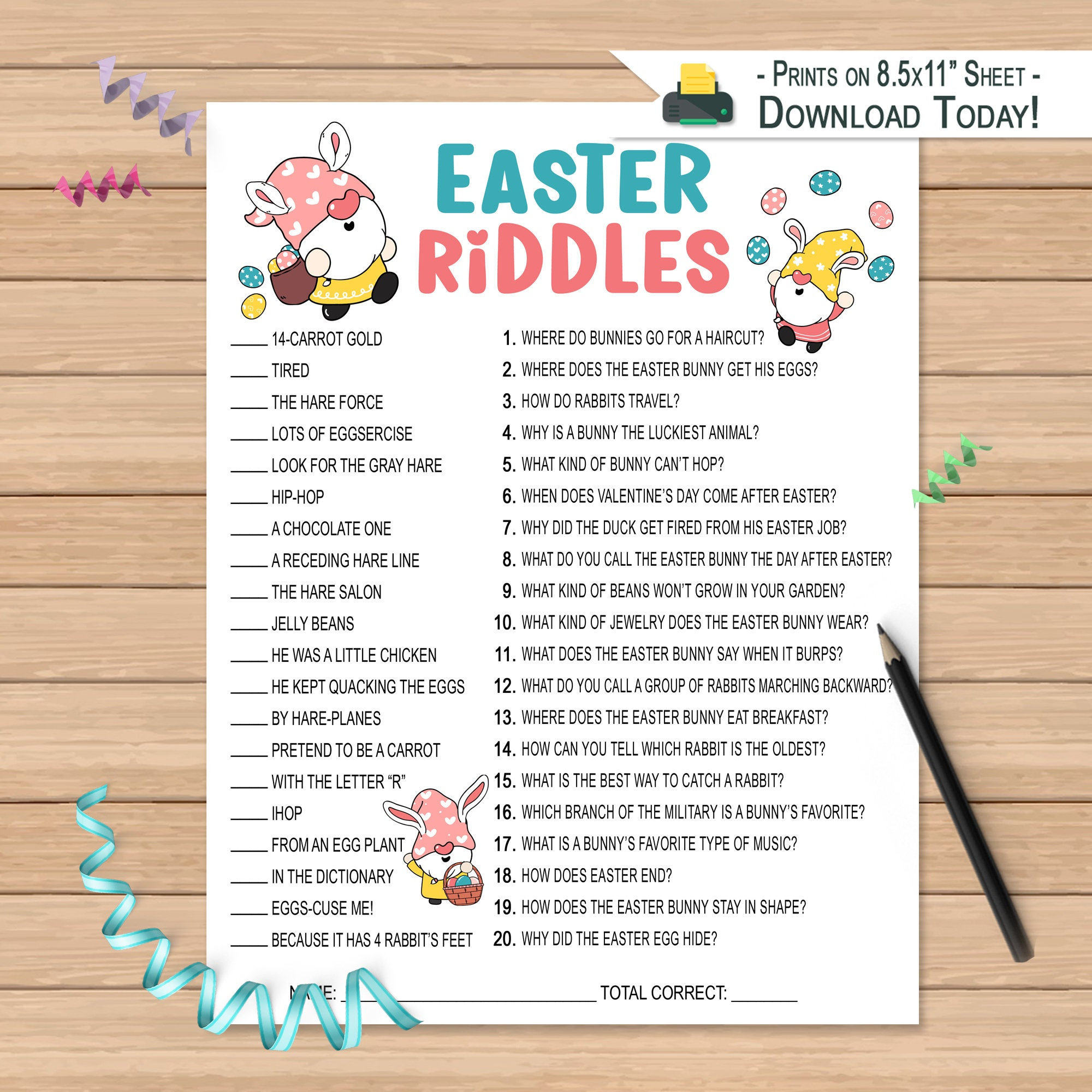 Easter Riddles Game for Kids Printable Easter Party Game Etsy Ireland