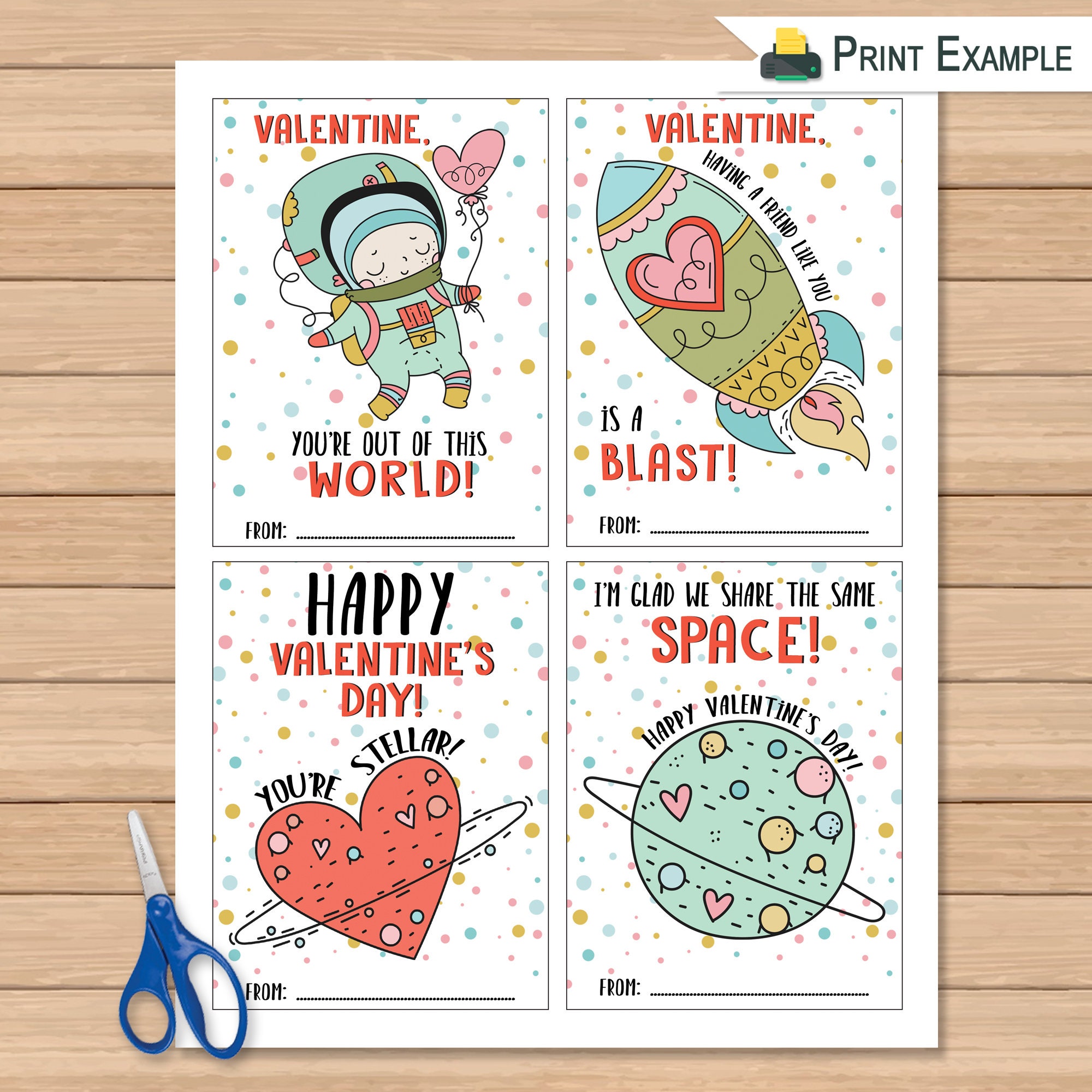 Valentine Card Sayings For Kids Cute Astronaut Valentines Day Cards Space Valentine Day | Etsy Österreich
