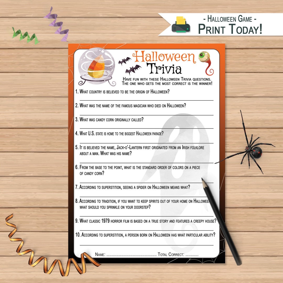 Halloween Trivia Game Printable Halloween Game Halloween - Etsy