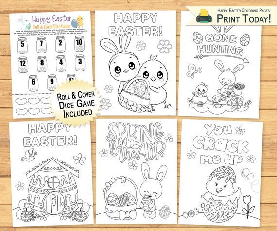 Coloring Pages & Dice Game for Kids Happy Easter Coloring