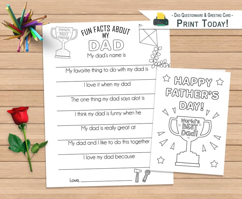 Printable Father's Day for Dad Dad Questionnaire and image 1