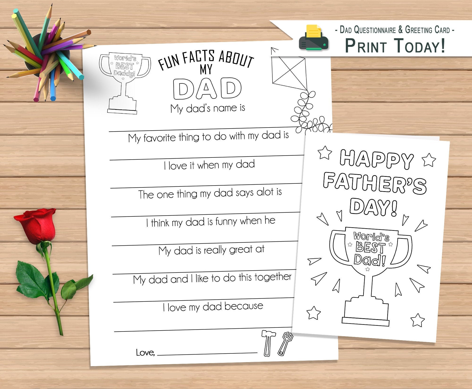 Printable Father's Day for Dad | Dad Questionnaire and Card from …