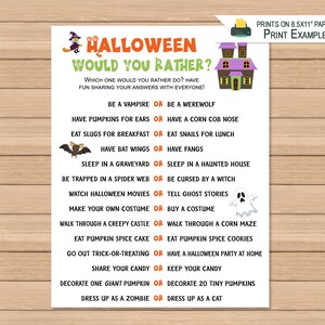 Halloween Would You Rather Game for Kids Printable Halloween - Etsy UK