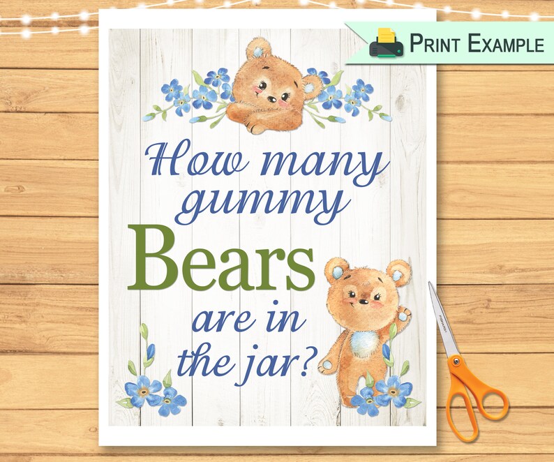 Teddy Bear Guess How Many Gummy Bears Party Game Baby Shower | Etsy