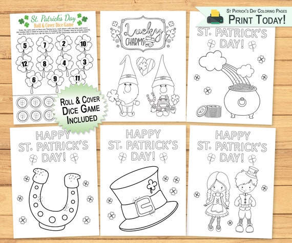Coloring Pages & Dice Game for Kids St Patricks Day Coloring