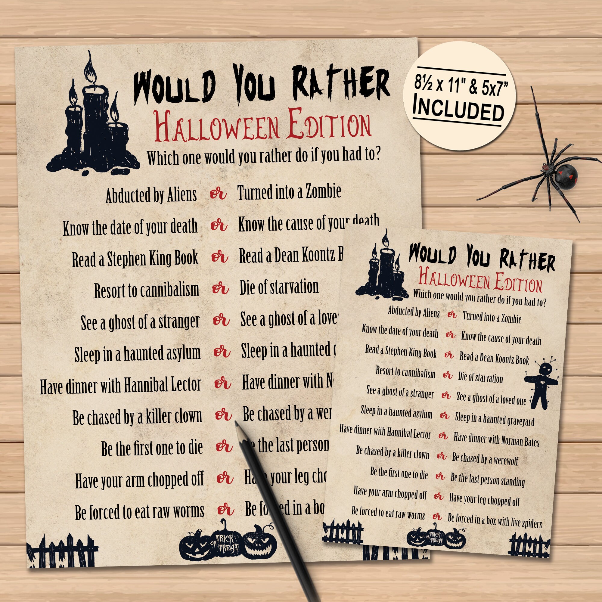 Halloween Would You Rather Game Scary Party Quiz Game Etsy
