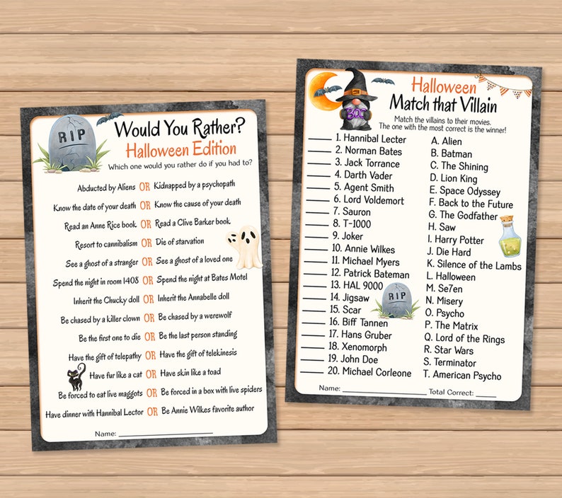 Halloween Games Printable Bundle Adult Halloween Games - Etsy