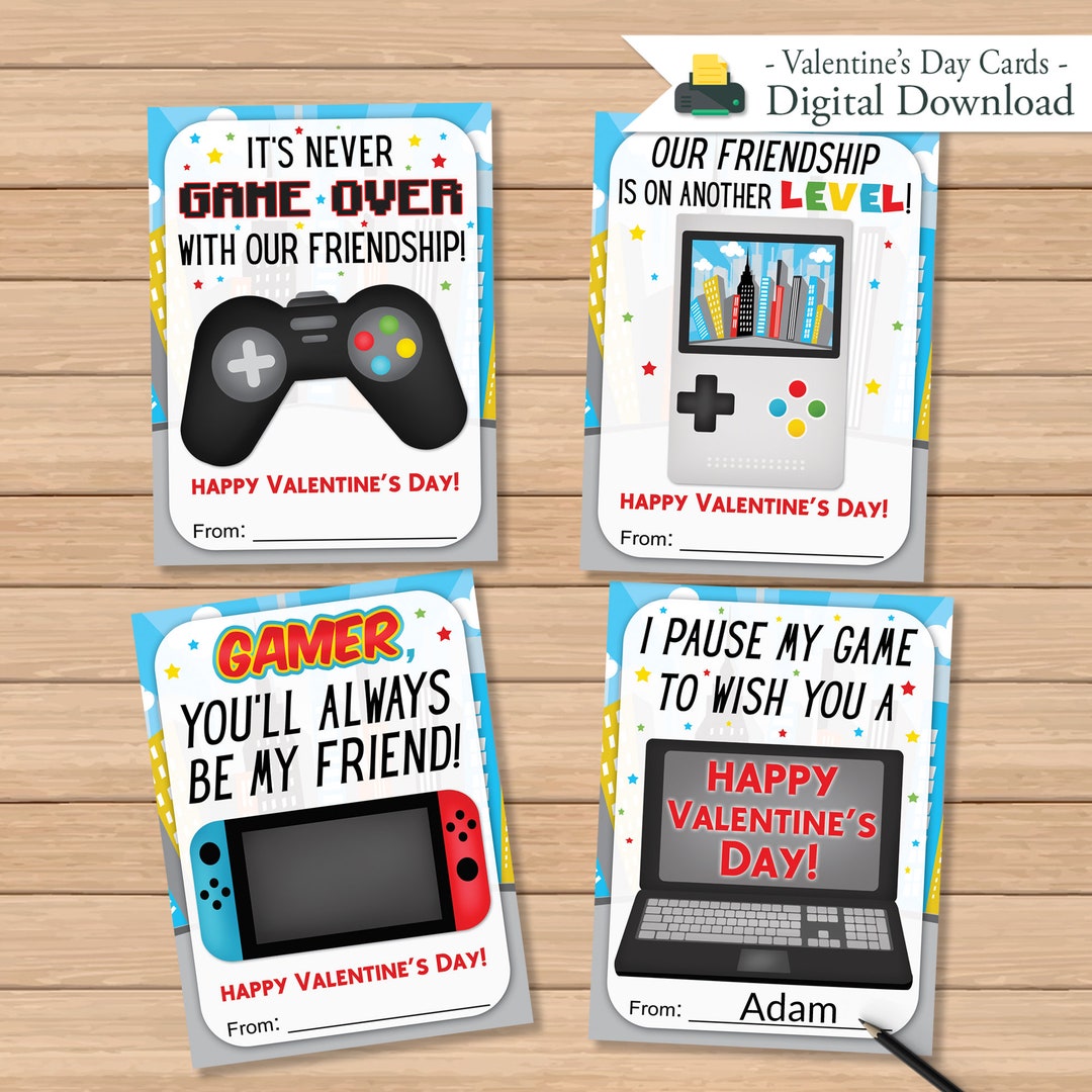 gamer-valentines-day-cards-gaming-valentine-day-cards-for-etsy