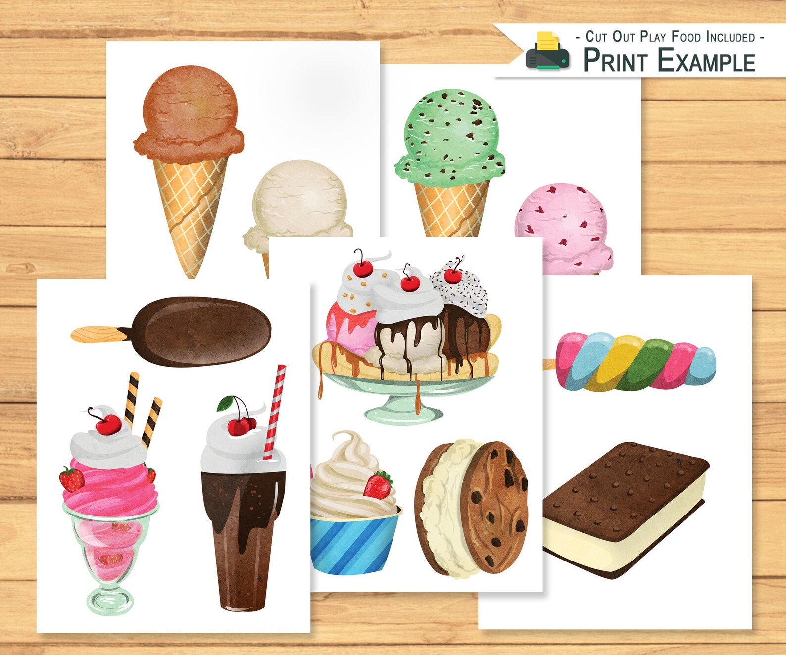 Pretend Play Ice Cream Shop Printable Ice Cream Pretend Etsy