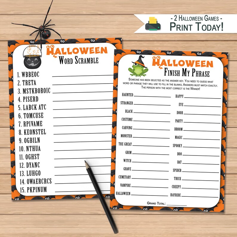 Halloween Party Games Finish My Phrase Word Scramble Fun Etsy Halloween Party Games Finish My Phrase Word Scramble Fun Etsy