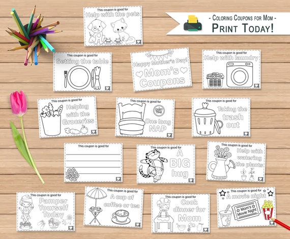 Printable Mother's Day Coupons Gift for Mom from Kids