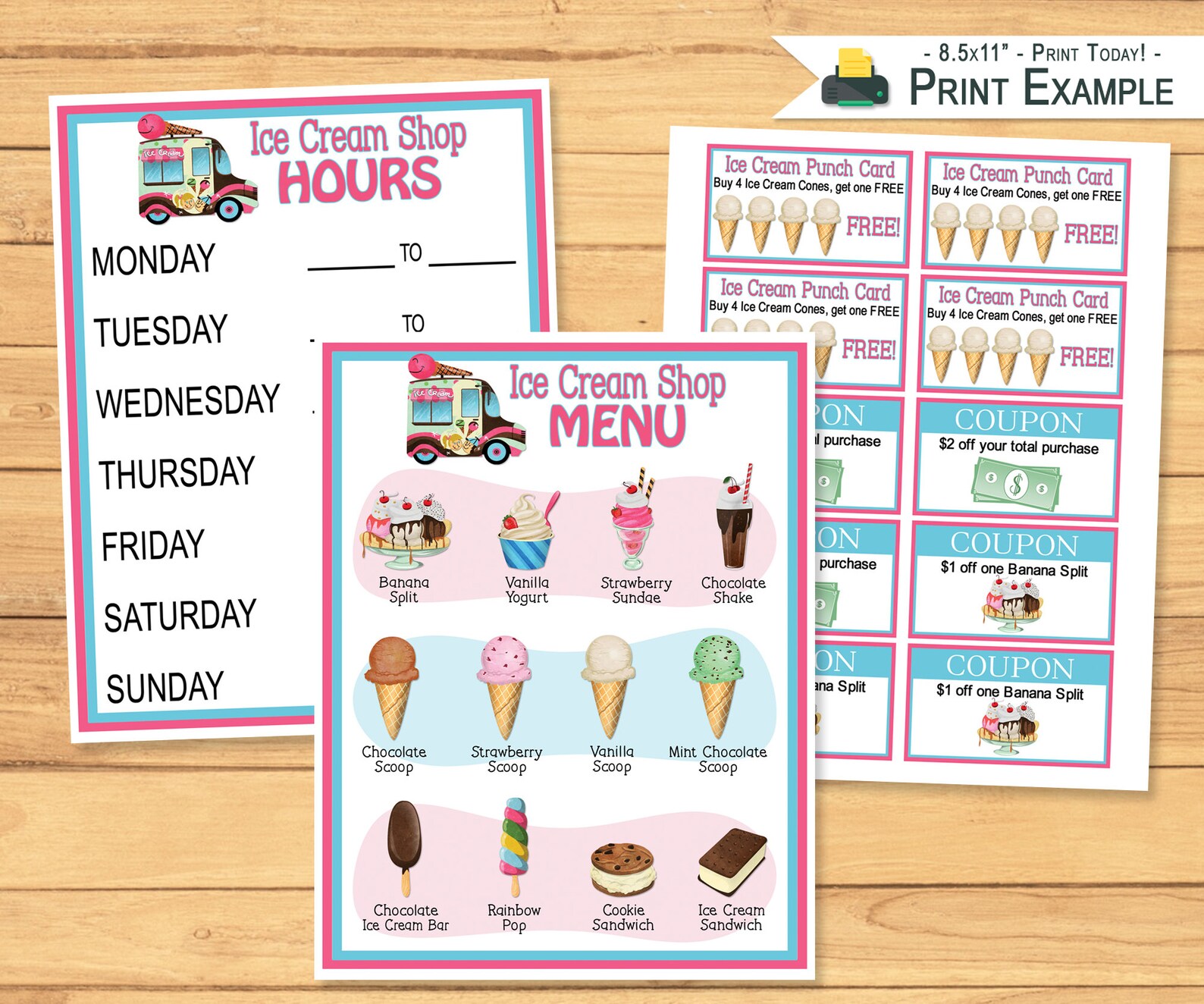 Pretend Play Ice Cream Shop Printable Ice Cream Pretend - Etsy