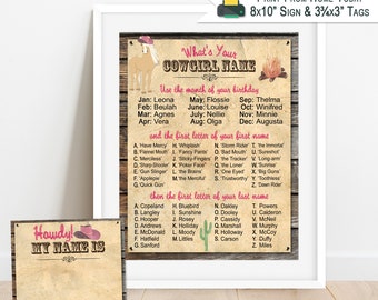 Whats Your Cowgirl Name | Western Wild West Birthday Game | INSTANT DOWNLOAD | Cowgirl Name Game | Birthday Party Game | Cowgirl Party