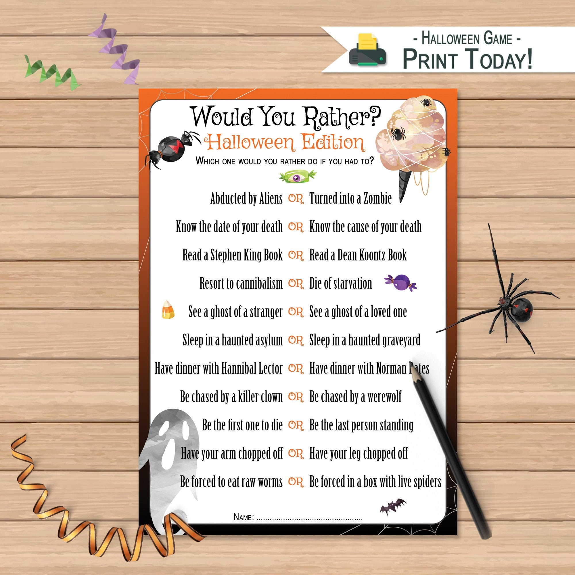 Halloween Would You Rather
 Halloween Would You Rather Game Halloween Activity