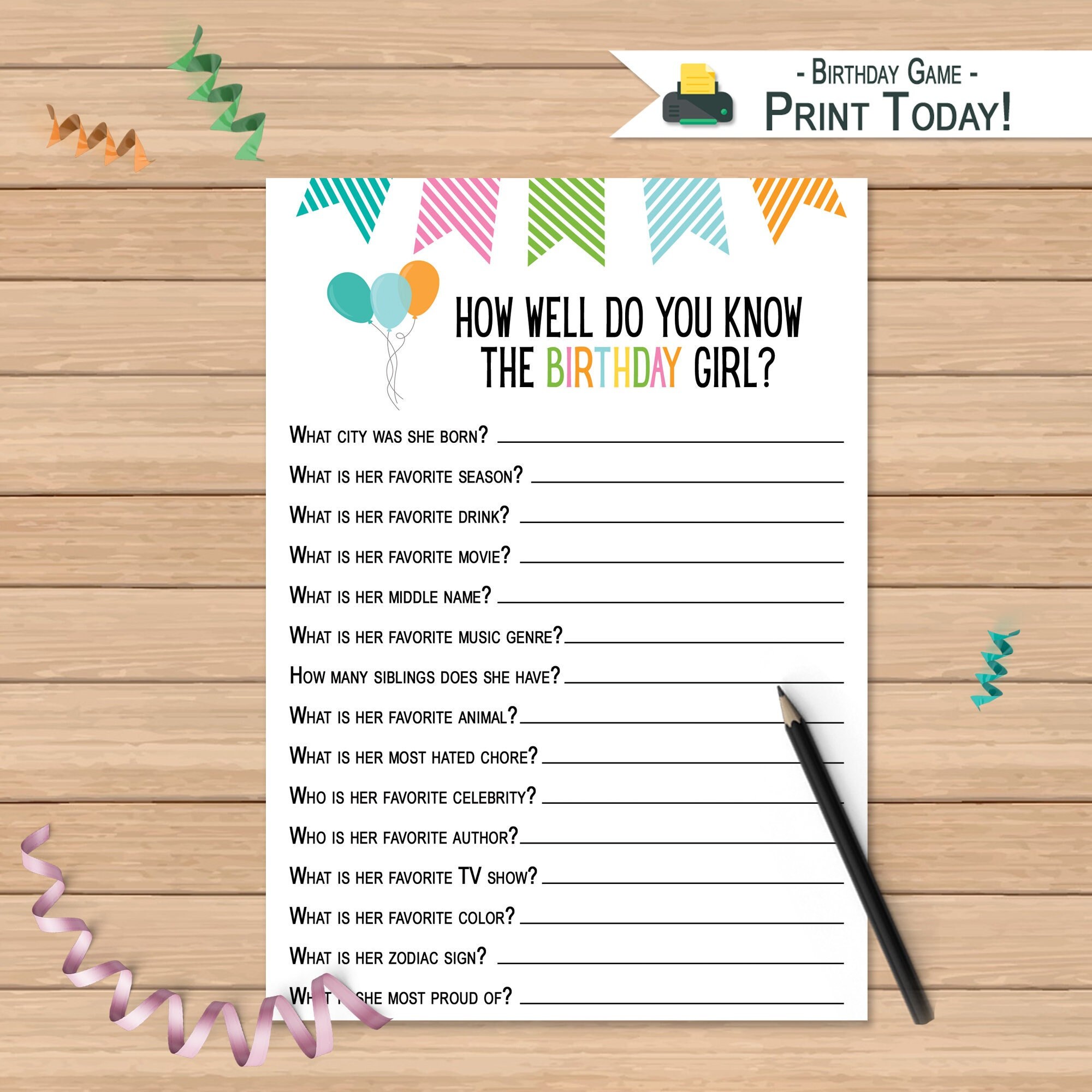Adult How Well Do You Know the Birthday Girl Quiz Birthday - Etsy Canada