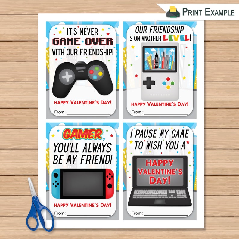 Gamer Valentines Day Cards Gaming Valentine Day Cards For Etsy