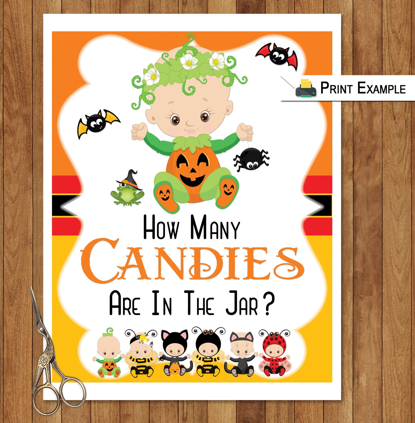 Halloween Guess How Many Candies Baby Shower Game Baby Etsy