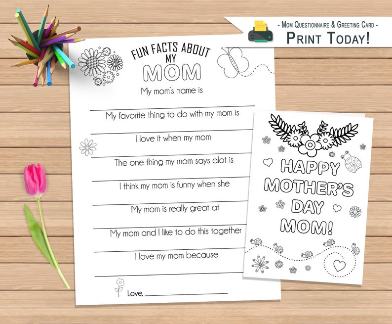 Printable Mother's Day for Mom Mom Questionnaire and image 1