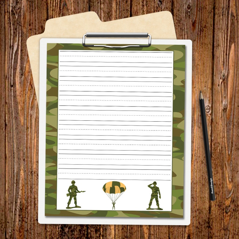 Lined Stationery Army Men Printable Paper Stationery with | Etsy