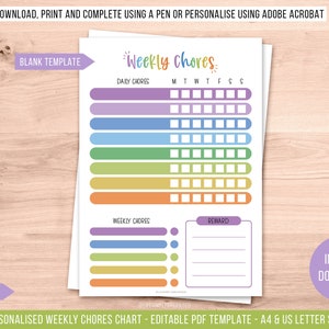 Editable Chore Chart Printable Chore Chart for Kids Printable Printable ...