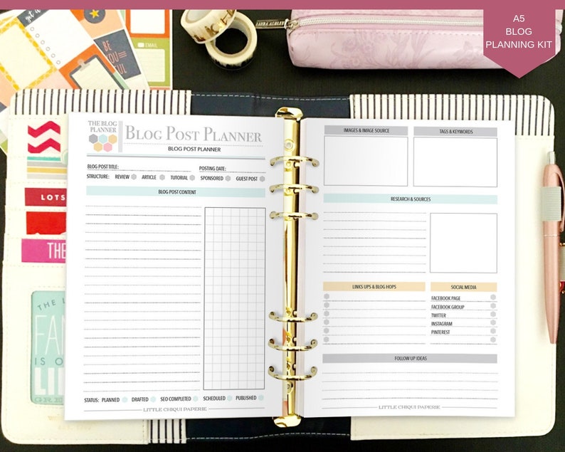 Printable Blog Planner Social Media Planner Instant Download image 1