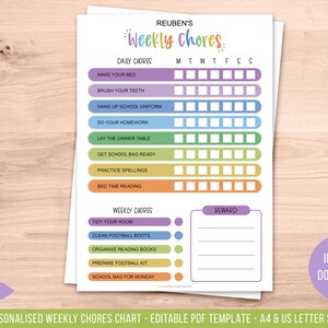 Editable Chore Chart Printable Chore Chart for Kids Printable Printable ...