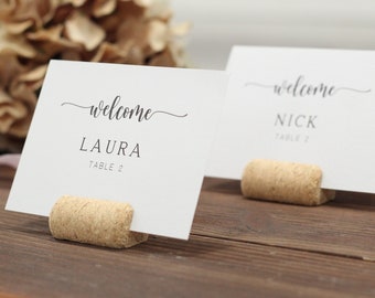 Wine Cork Place Card Holders, Plain Corks for Weddings, Set of 10, Event Place Card Holders, Guest Name Place Card Holders