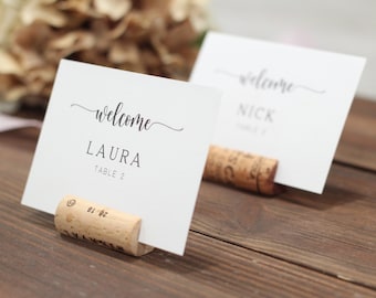 Wine Cork Place Card Holders, Stamped Corks for Weddings, Set of 10, Event Place Card Holders, Guest Name Place Card Holders